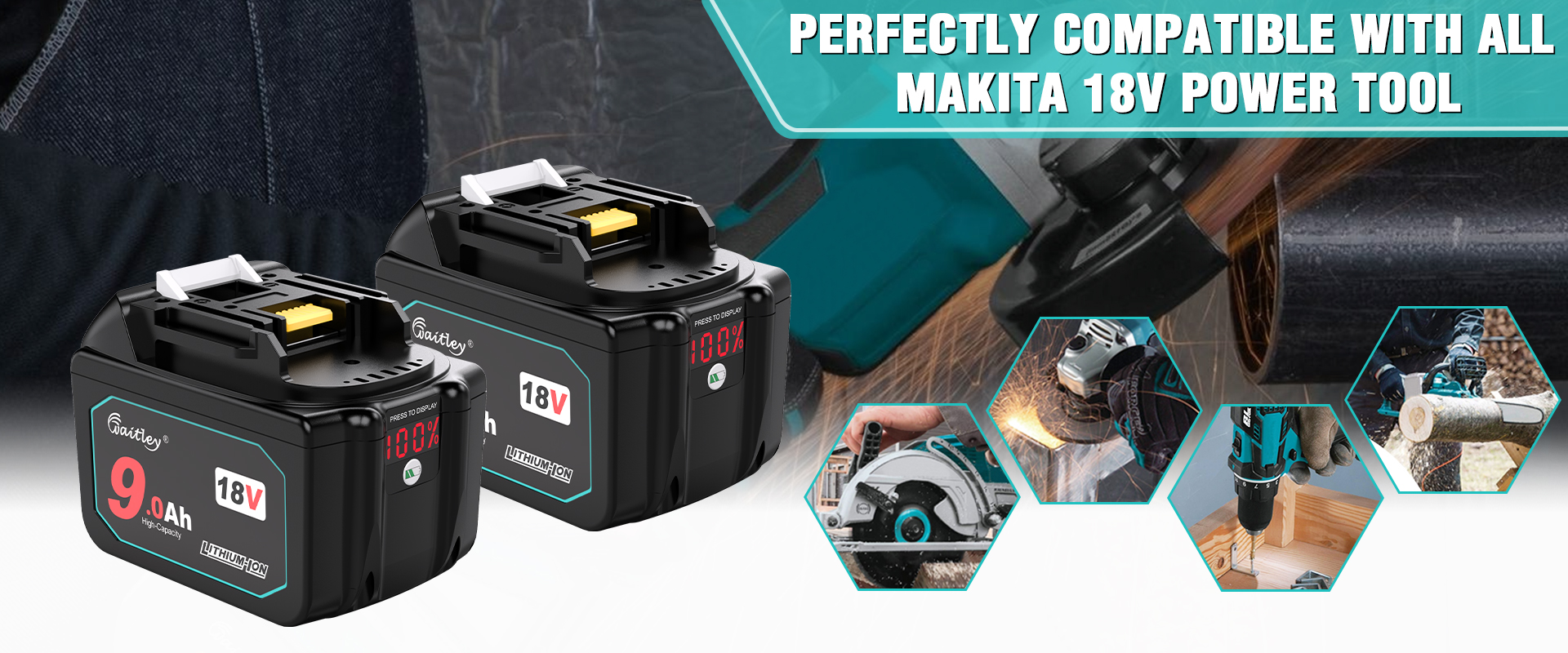 waitley 18V 9.0Ah Replacement Battery Compatible with Makita